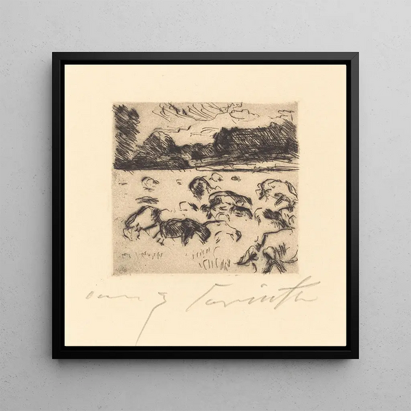 Sheep Grazing - Lovis Corinth — framed artwork on a wall