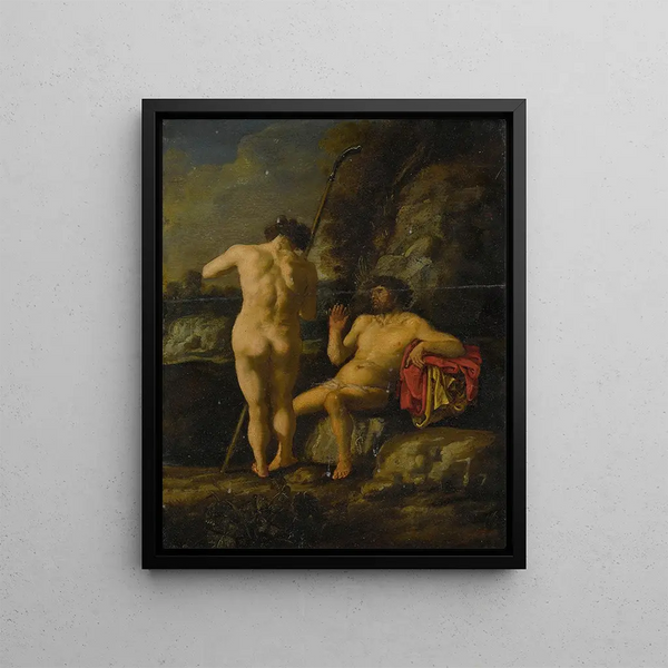 Mercury and Argus - Moyses van Uyttenbroeck — framed artwork on a wall