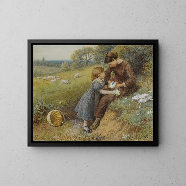 Primevères - Myles Birket Foster — framed artwork on a wall