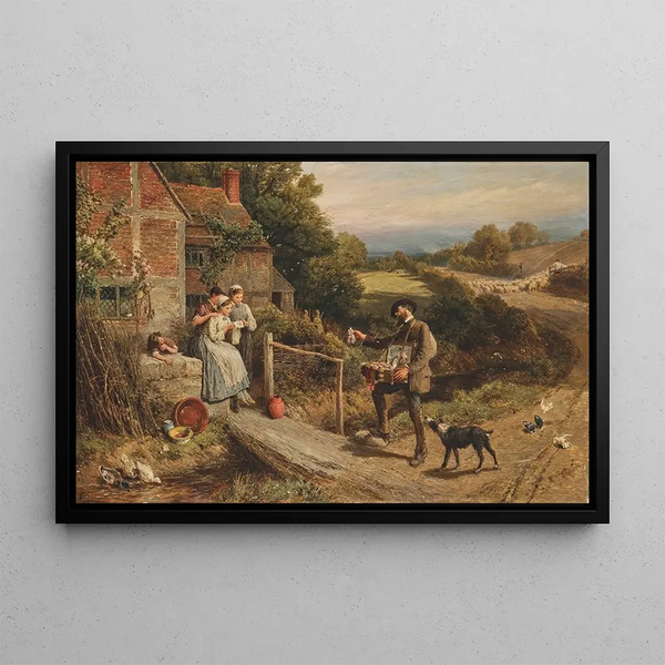 The peddler - Myles Birket Foster — framed artwork on a wall