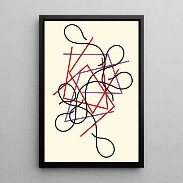 Geometric and Wavy Lines Painting - Myriam Thyes — framed artwork on a wall