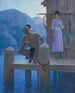 She found Chingachgook studying the shores of the lake, the mountains, and the skies. - N. C. Wyeth — artwork view
