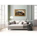 Art print of Napoleon at Waterloo displayed in a bright living room