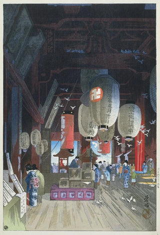 Narazaki Eisho - In de Kannon tempel in Asakusa.webp