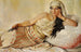 a reclining woman with scissors - Narciso Sentenach — artwork view