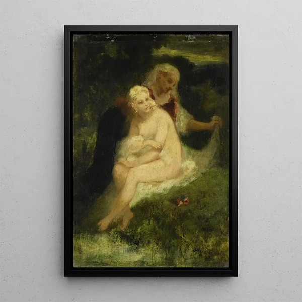 After the Bath - Narcisse Virgile Diaz de la Peña — framed artwork on a wall