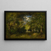 Allée en forêt bûcheronne courbée sous le poids de son fagot traces d'eau - Narcisse Virgile Diaz de la Peña — framed artwork on a wall