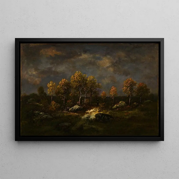 Sky Storm Painting - Narcisse Virgile Diaz de la Peña — framed artwork on a wall