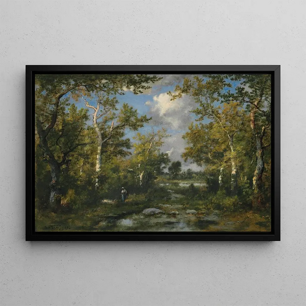 Clairière dans la forêt de Fontainebleau - Narcisse Virgile Diaz de la Peña — framed artwork on a wall