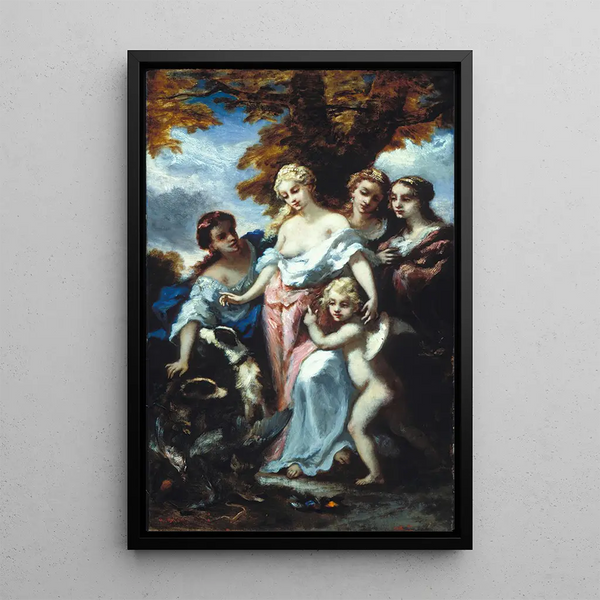 Diane après la chasse - Narcisse Virgile Diaz de la Peña — framed artwork on a wall