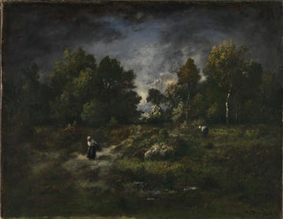 Rassembleurs de fagots dans un paysage boisé - Narcisse Virgile Diaz de la Peña — artwork view