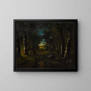La cueillette en forêt - Narcisse Virgile Diaz de la Peña — framed artwork on a wall