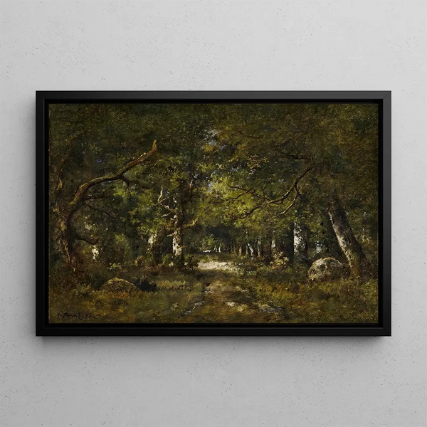 Forest Scene - Narcisse Virgile Diaz de la Peña — framed artwork on a wall