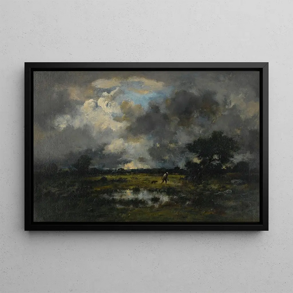 L'orage (Conflit de cas) - Narcisse Virgile Diaz de la Peña — framed artwork on a wall