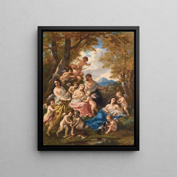 Nymphs and Loves - Narcisse Virgile Diaz de la Peña — framed artwork on a wall