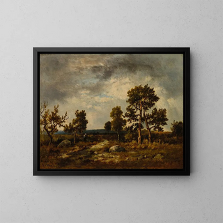 Path near the snake pond, Fontainebleau forest - Narcisse Virgile Diaz de la Peña — framed artwork on a wall