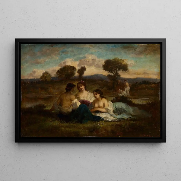 Les Baigneuses - Narcisse Virgile Diaz de la Peña — framed artwork on a wall