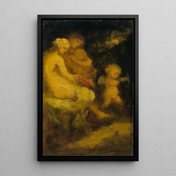 L'Éducation de Cupidon - Narcisse Virgile Diaz de la Peña — framed artwork on a wall