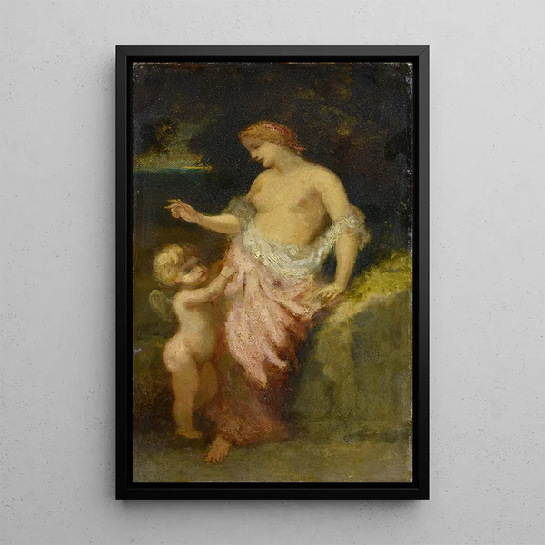 Venus and Cupid - Narcisse Virgile Diaz de la Peña — framed artwork on a wall