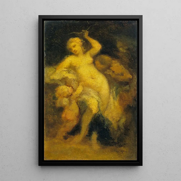 Venus disarming Cupid - Narcisse Virgile Diaz de la Peña — framed artwork on a wall