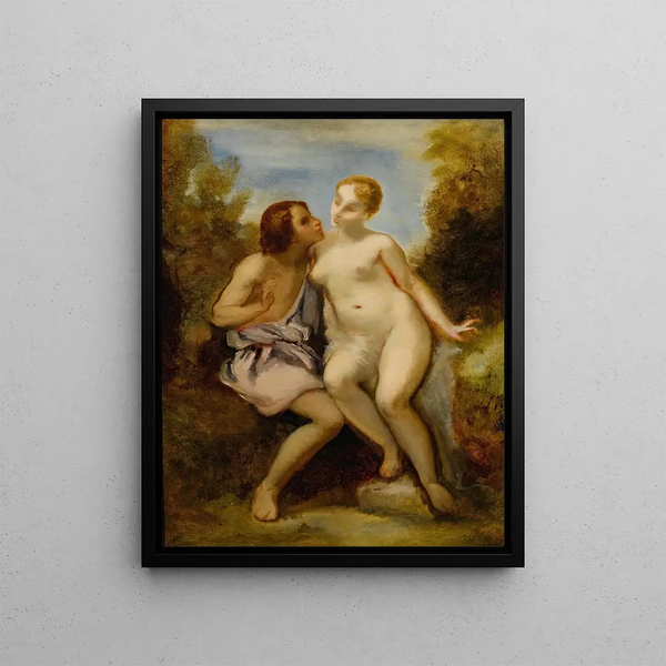 Un et Adonis - Narcisse Virgile Diaz de la Peña — framed artwork on a wall