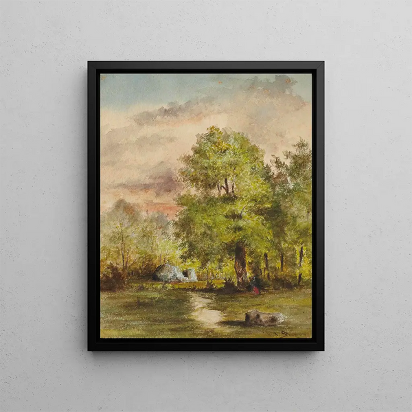 View of a Clearing - Narcisse Virgile Diaz de la Peña — framed artwork on a wall