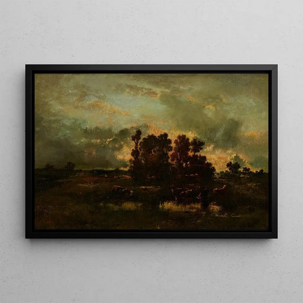 Pastoral humide - Narcisse Virgile Diaz de la Peña — framed artwork on a wall