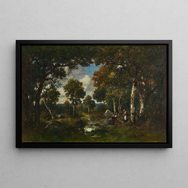 Zone peu boisée Rochers et fagotière - Narcisse Virgile Diaz de la Peña — framed artwork on a wall
