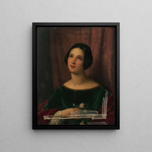 Girl with Flowers - Natale Schiavone — framed artwork on a wall