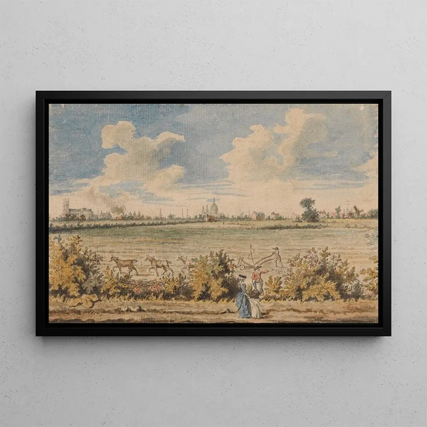 Abbey of Westminster and St Paul from Battersea Fields - Nathaniel Smith — framed artwork on a wall