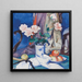 Still life: Apples and pink roses - Samuel John Peploe — framed artwork on a wall