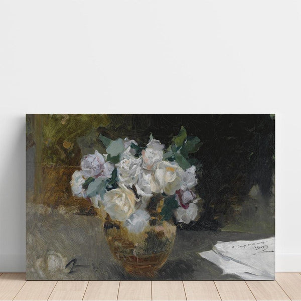 Reproduction of the painting of White Rose Still Life - Joaquín Sorolla