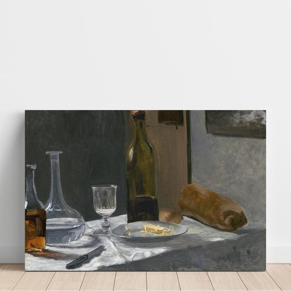 Reproduction of the painting Nature morte with bottle, carafe, bread, and wine - Claude Monet