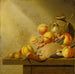Nature morte avec des fruits et un canard plumé - Harmen van Steenwijck — displayed in an interior