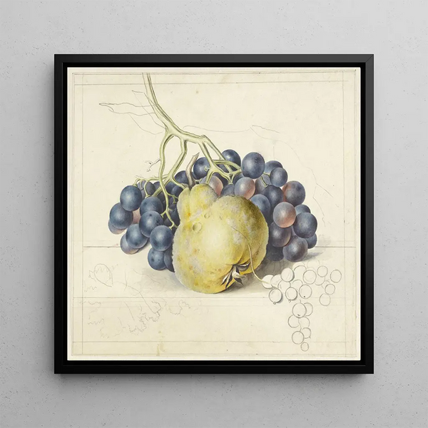 Still life with grapes and a pear - Georgius Jacobus Johannes van Os — framed artwork on a wall