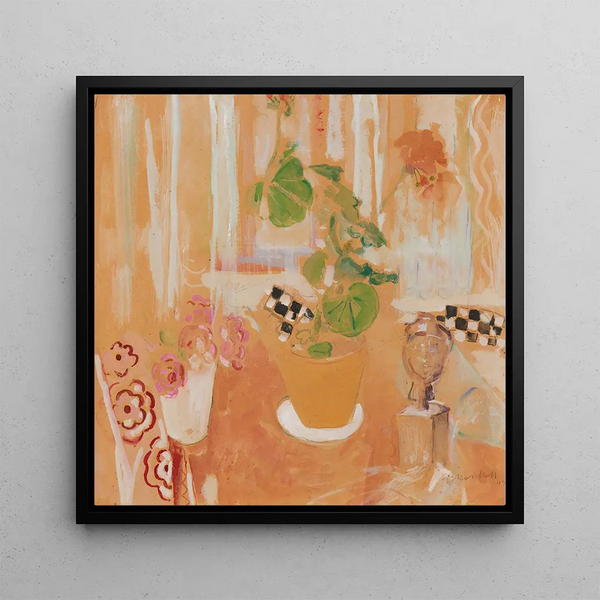 Nature morte avec tête en bronze - Oskar Moll — framed artwork on a wall