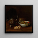 Still life with teapot and fruits - William Merritt Chase — framed artwork on a wall