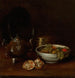 Still life with teapot and fruits - William Merritt Chase — artwork view
