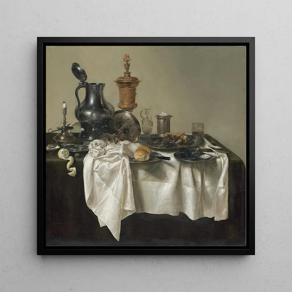 Nature morte avec tourte à la viande - Willem Claesz Heda — framed artwork on a wall