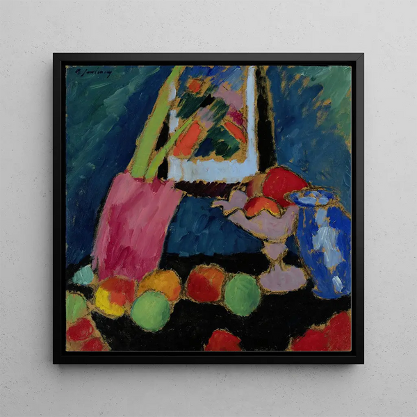 Nature morte avec un bol violet - Alexej von Jawlensky — framed artwork on a wall