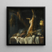 Nature morte with a dead hare, a duck, a pheasant, and poultry on a table draped with a white cloth, with a basket of fruit - Pieter van Boucle — framed artwork on a wall