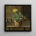 Reproduction of the painting Nature morte avec une primevère dans un pot de fleurs, un chat et deux moineaux - Martinus Rørbye