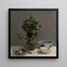 Nature morte with holly vase, cherry bowl, Japanese bowl, and cup and saucer - Henri Fantin-Latour — framed artwork on a wall