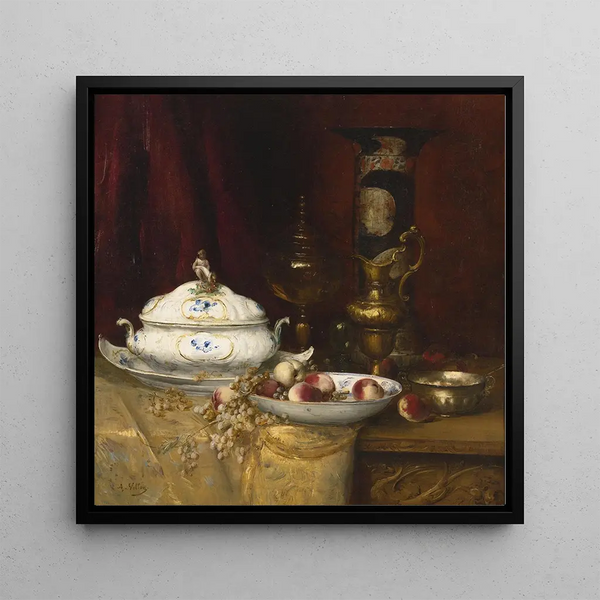 Elegant Still Life - Antoine Vollon — framed artwork on a wall