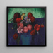 Still life, dahlias and daisies in a blue vase - Mark Gertler — framed artwork on a wall