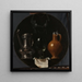 an iconic still life with a flask, glass jug, and bridal - Johannes Torrentius — wall display of the artwork