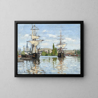 Boats straddling the Seine at Rouen by Claude Monet