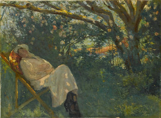 Dame en rose sur une chaise longue - Nazmi Ziya Güran — artwork view