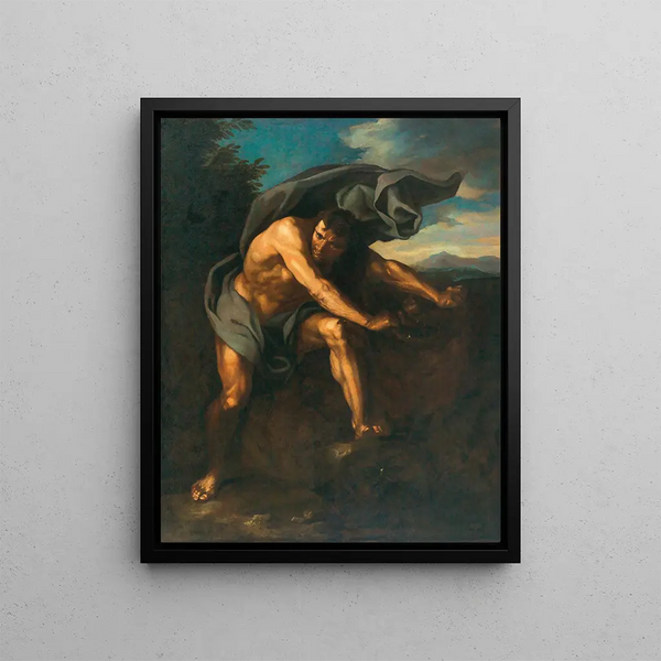 Hercules and the Nemean lion - Neapolitan School — framed artwork on a wall