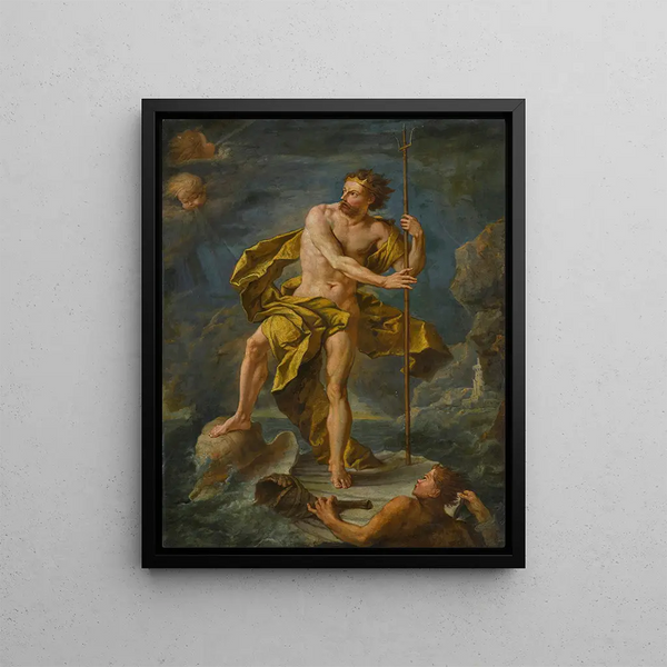 Neptune Painting - Neapolitan School — framed artwork on a wall